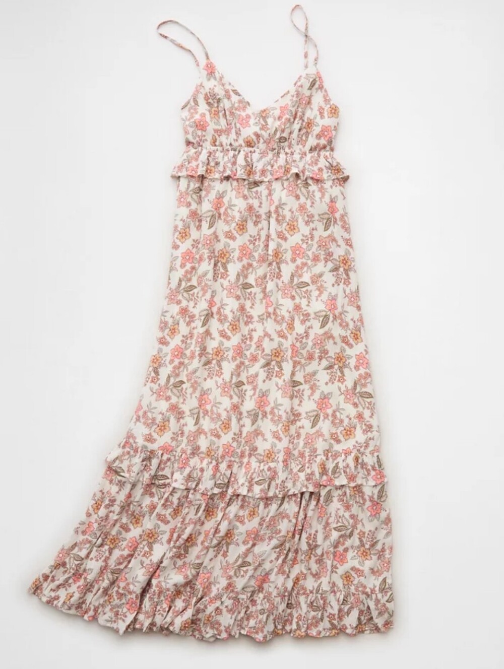American Eagle V-Neck Ruffle Midi Dress